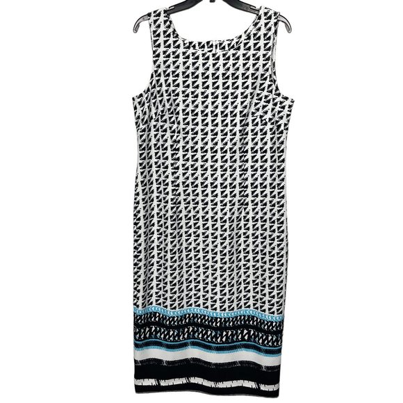 Maya Brooke Dresses & Skirts - Maya Brooke Sleeveless Midi Dress Aztec Print White Women's 12